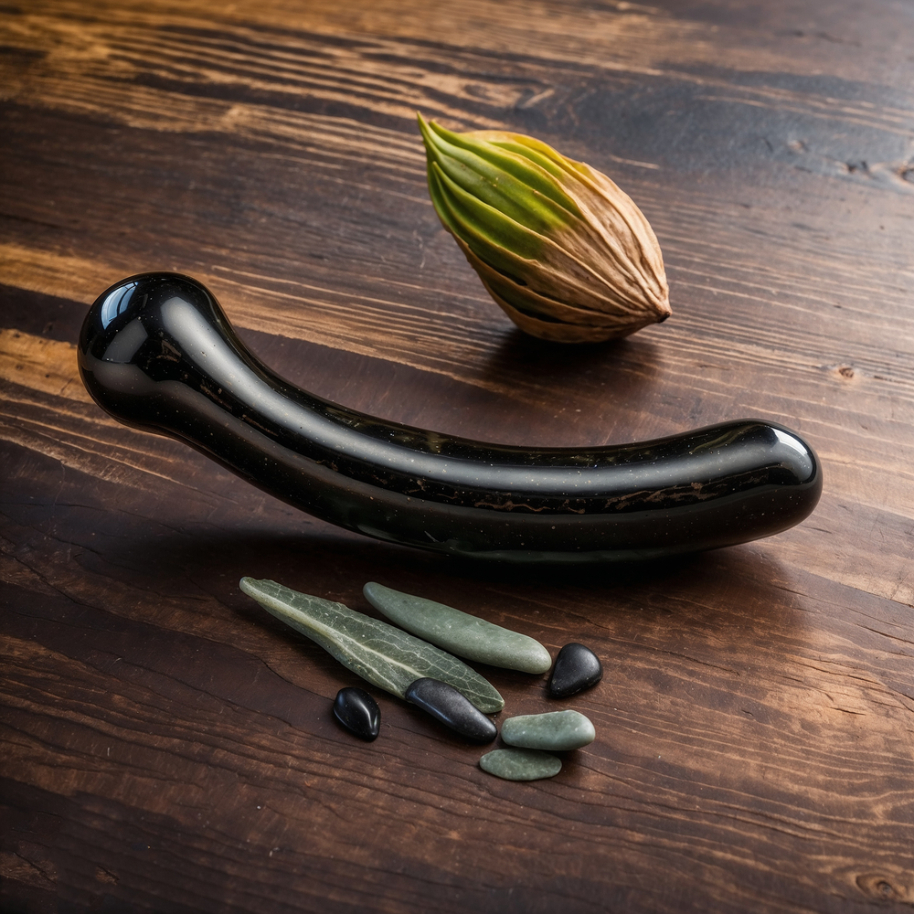 G-Spot Curved Black Obsidian Yoni Wand -