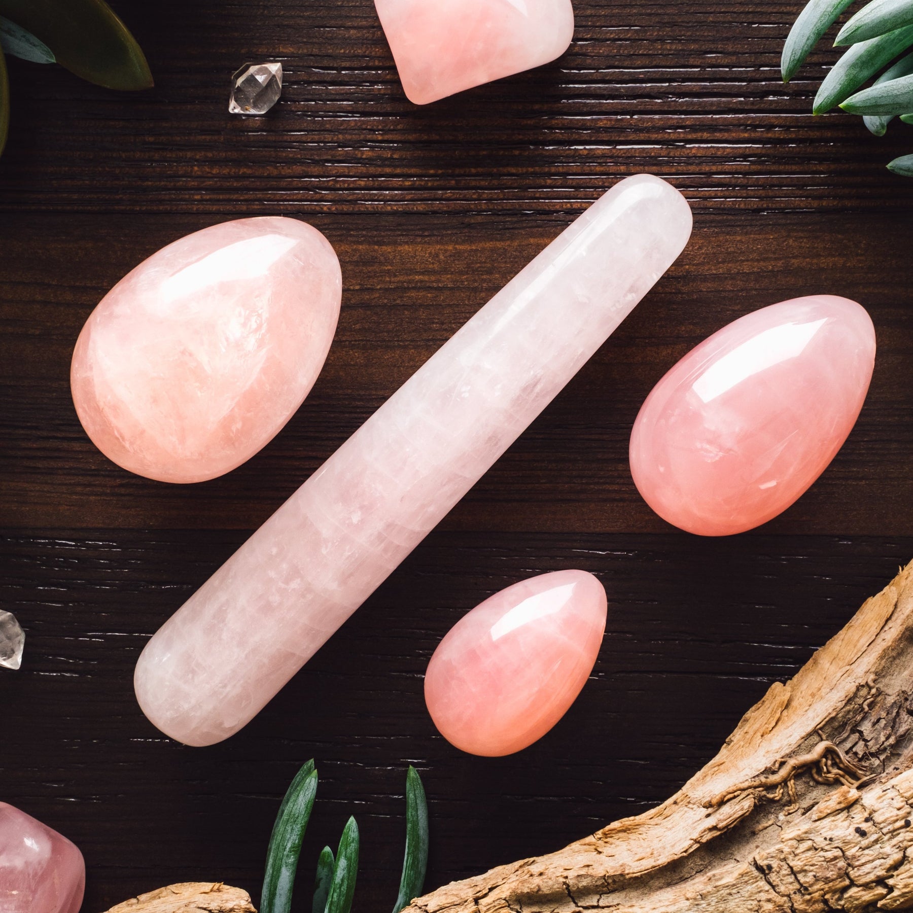 Rose Quartz Yoni Egg and Yoni Wand Yoni Love Crystals Yoni Gem