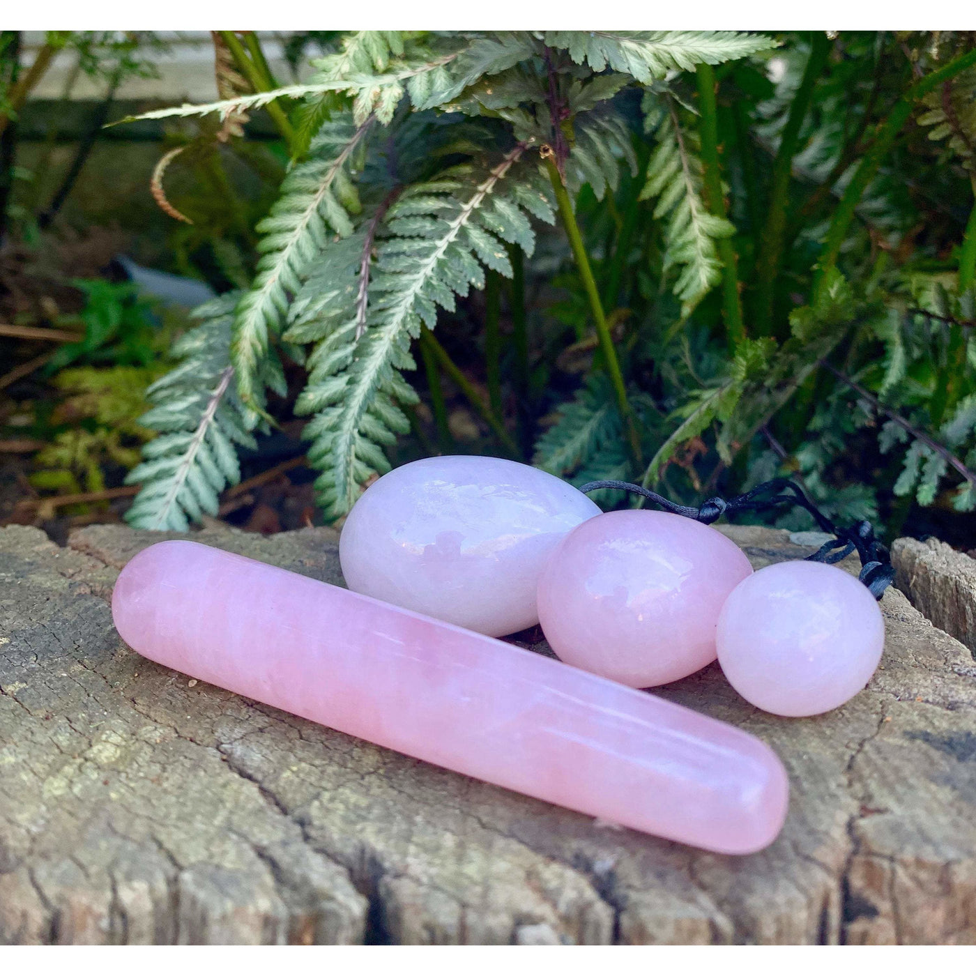 Rose Quartz Yoni Egg crystal and Yoni Wand massage crystal