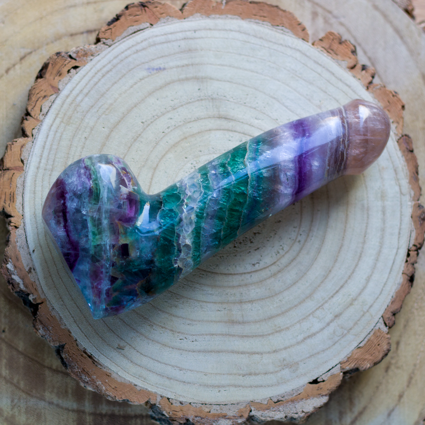 Fluorite crystal dildo wand 
